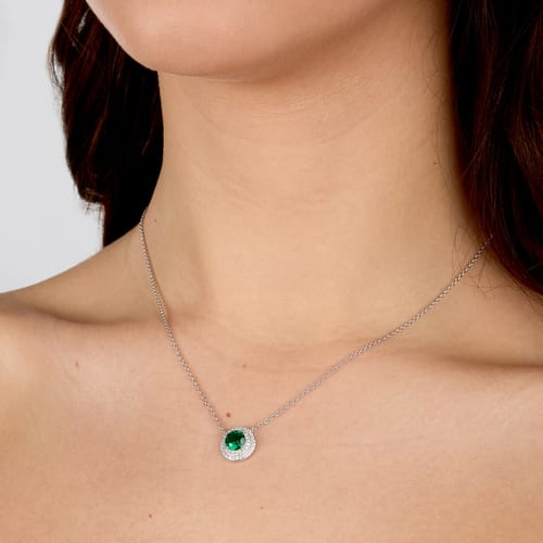 Morellato Collana con Zircone Verde e Giro di Zirconi Bianchi