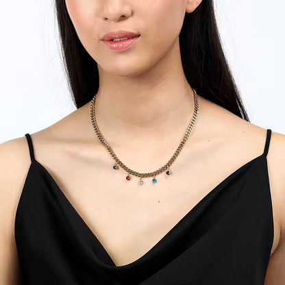 Morellato Collana Poetica Dorata Catena con Zirconi Pendenti Multicolor