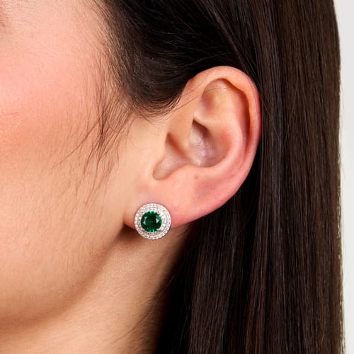 Morellato Orecchini con Zircone Verde e Giro di Zirconi Bianchi