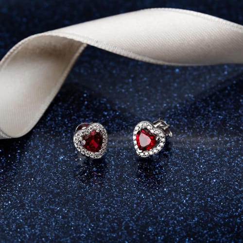 Morellato Orecchini Nobile Cuore con Zircone Rosso