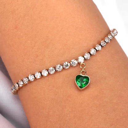 La Petite Story Bracciale Tennis Dorato Cuore Verde