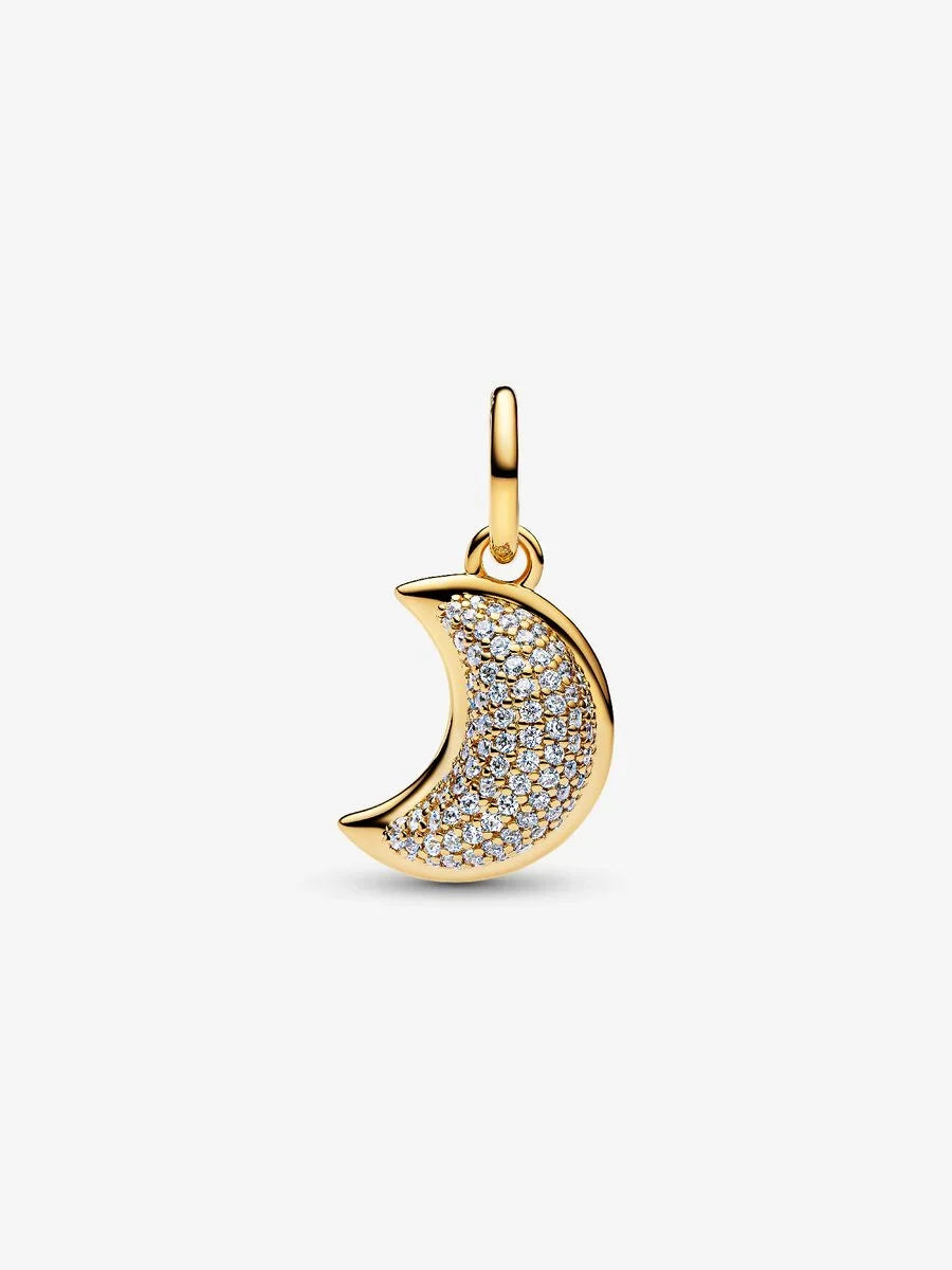 Pandora Charm Pendente Luna Crescente Luminosa Placcatura in Oro 14k