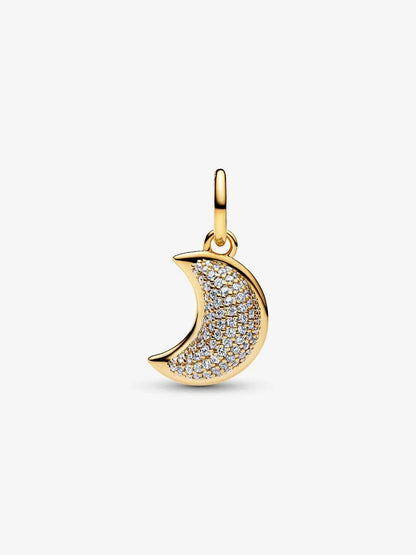 Pandora Charm Pendente Luna Crescente Luminosa Placcatura in Oro 14k