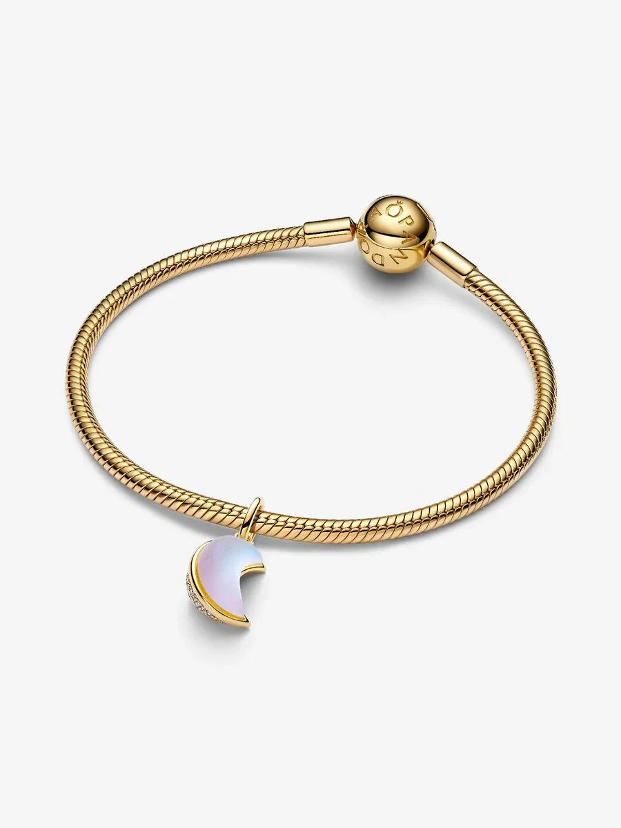 Pandora Charm Pendente Luna Crescente Luminosa Placcatura in Oro 14k