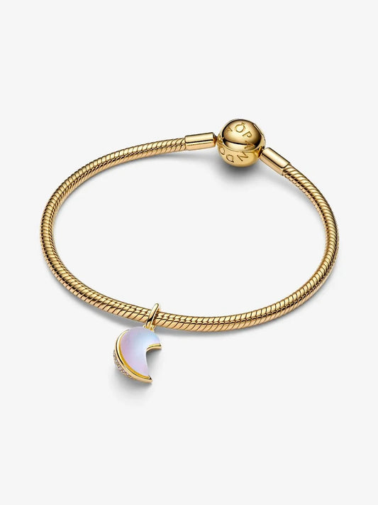 Pandora Charm Pendente Luna Crescente Luminosa Placcatura in Oro 14k