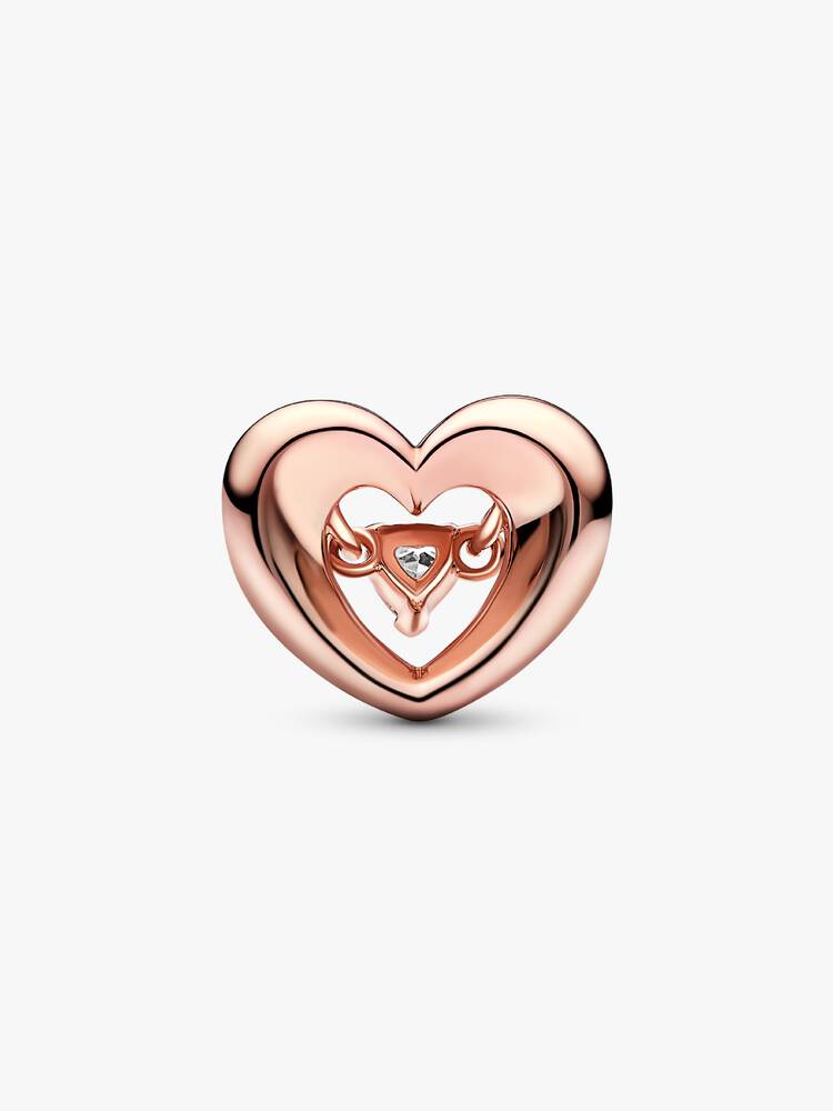 Pandora Charm Cuore Splendente con Pietra Rifinito in Oro Rosa