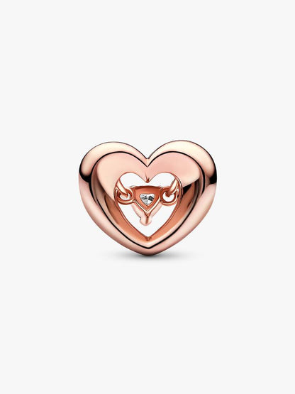 Pandora Charm Cuore Splendente con Pietra Rifinito in Oro Rosa