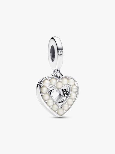 Pandora Charm Pendente Doppio Cuore con Perle d’Acqua Dolce Coltivate