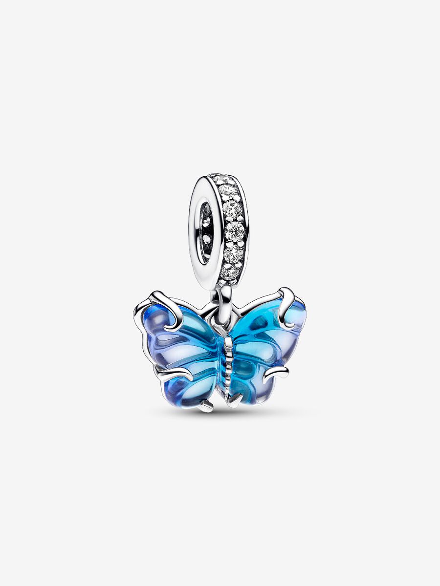 Pandora Charm Pendente Farfalla Vetro di Murano Blu
