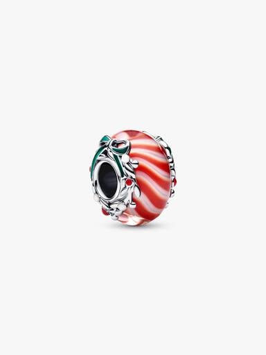 Pandora Charm Vetro di Murano Caramella di Natale