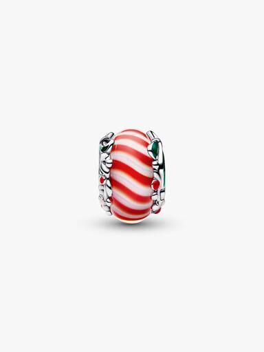 Pandora Charm Vetro di Murano Caramella di Natale
