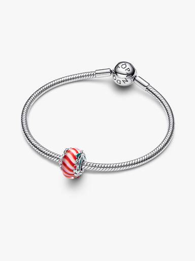 Pandora Charm Vetro di Murano Caramella di Natale