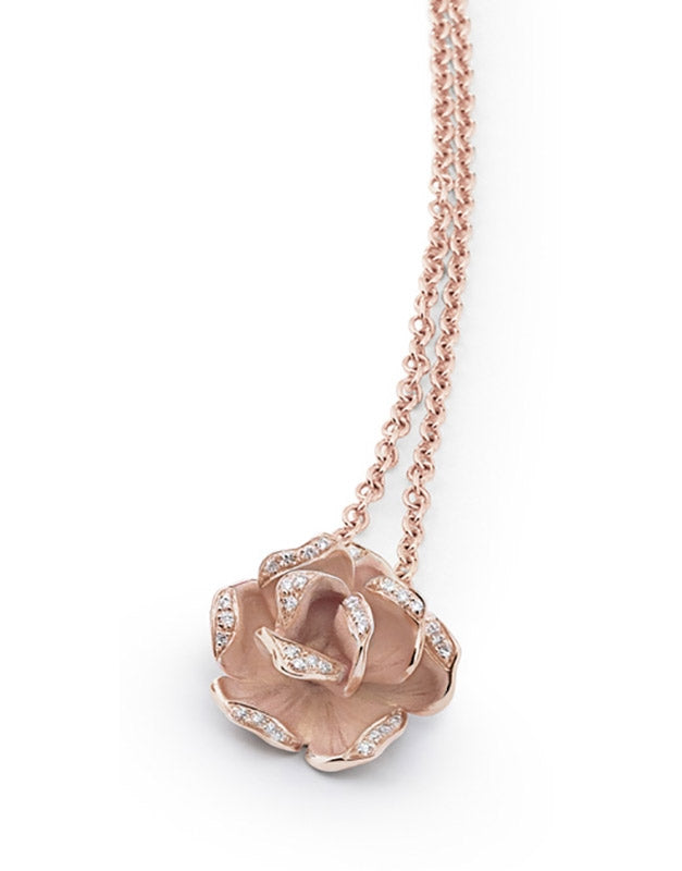 Cammilli Collana In Oro Rosa E Diamanti Con Fiore