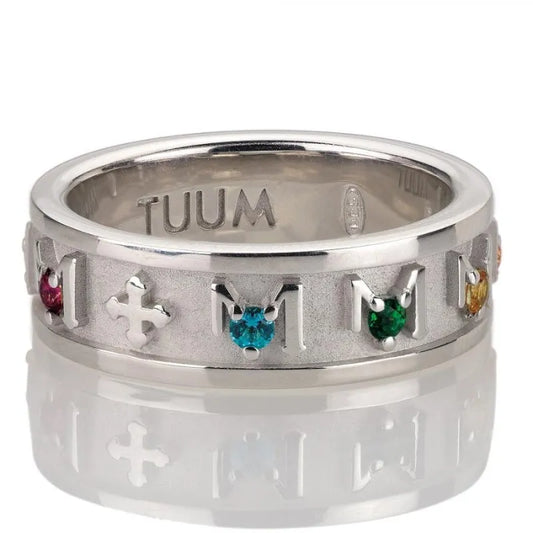 TUUM Anello Rosario Con Topazi Multicolori