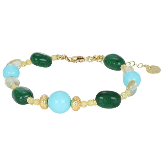NIVY Bracciale Agata Verde e Quarzo Lemon