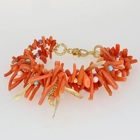 NIVY Bracciale con Rami di Corallo Rosso