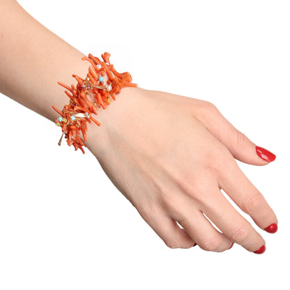 NIVY Bracciale con Rami di Corallo Rosso