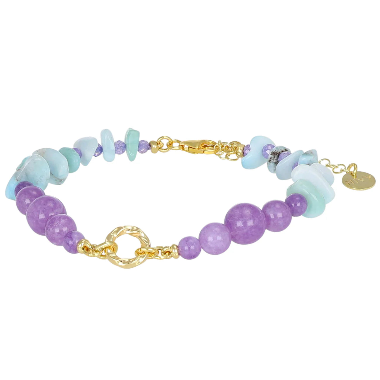 NIVY Bracciale Giada Tormalina e Larimar