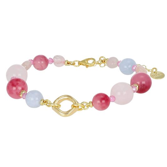 NIVY Bracciale Quarzo Rosa e Giada Tormalina