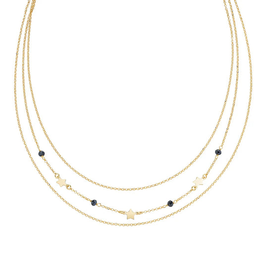 Amen Collana Multifilo Dorata Con Stelle E Cristalli Neri