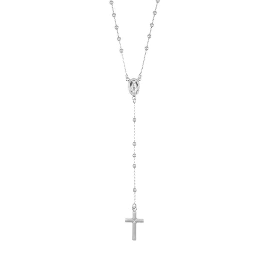 Amen Collana Rosario Argento Con Palline Lisce