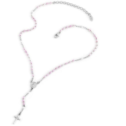 Amen Collana Bimba Rosario Con Perline Rosa