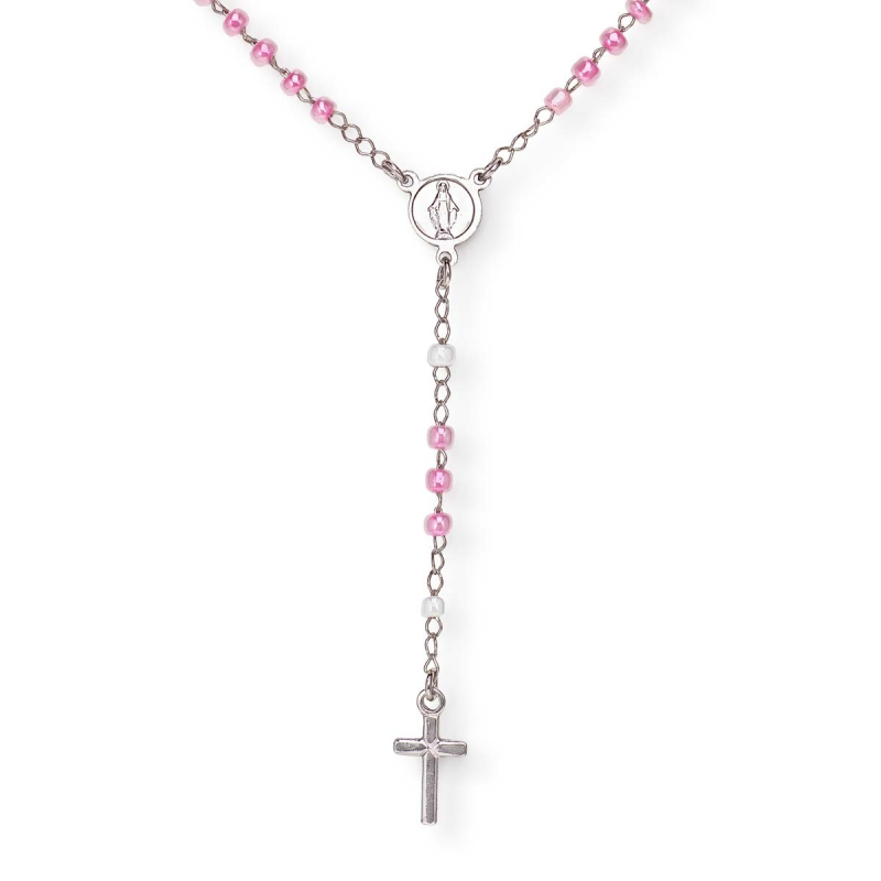 Amen Collana Bimba Rosario Con Perline Rosa
