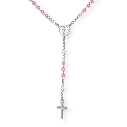 Amen Collana Bimba Rosario Con Perline Rosa