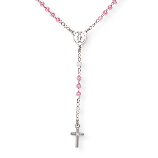 Amen Collana Bimba Rosario Con Perline Rosa