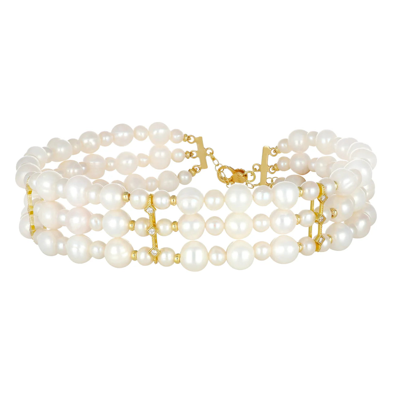 NIVY Collana Choker Multistrato Perle d’Acqua Dolce