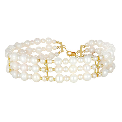 NIVY Collana Choker Multistrato Perle d’Acqua Dolce