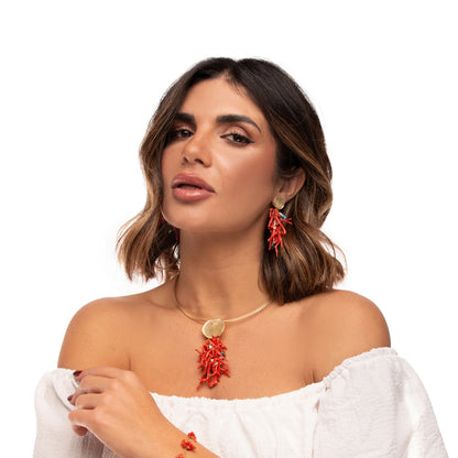 NIVY Collana Rigida con Rami di Corallo