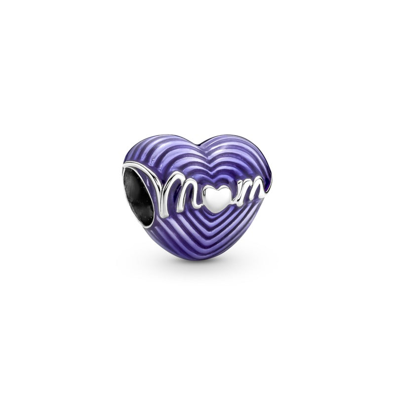 Pandora Charm Batticuore Viola "Mum"
