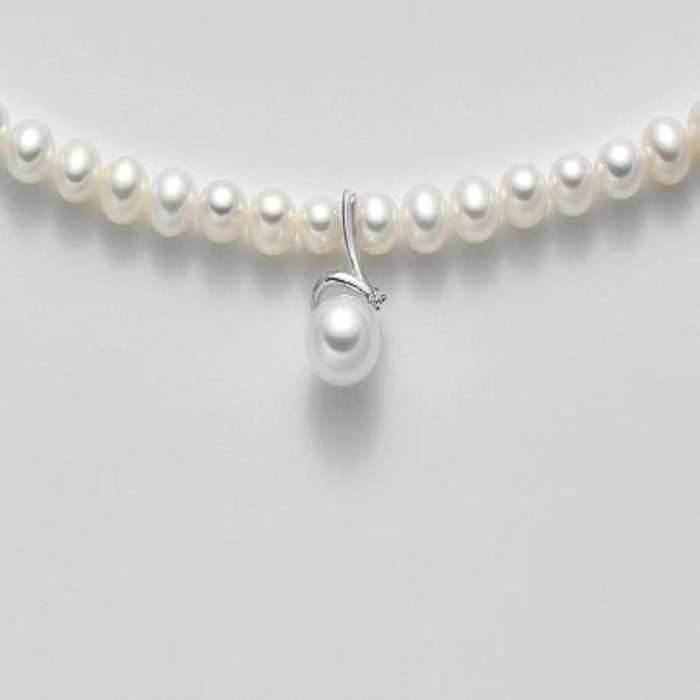 Mikiko Filo Di Perle In Oro 18 Kt Con Perle E Diamanti