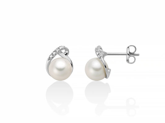 Miluna Orecchini Con Perle Oriente Con Sinuoso Elemento E Diamanti