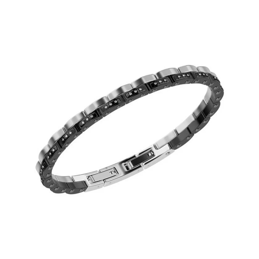Bikkembergs Bracciale Uomo Performance In Acciaio Bicolore E Diamanti