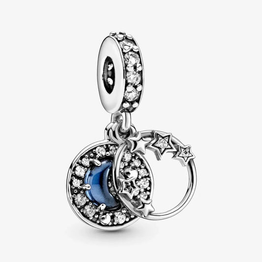 Pandora Charm Stelle e Luna Crescente con Cielo Notturno.