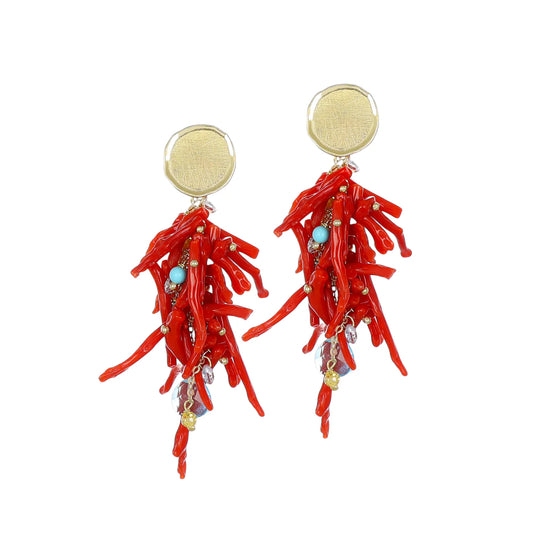 NIVY Orecchini con Rami di Corallo Rosso Vero