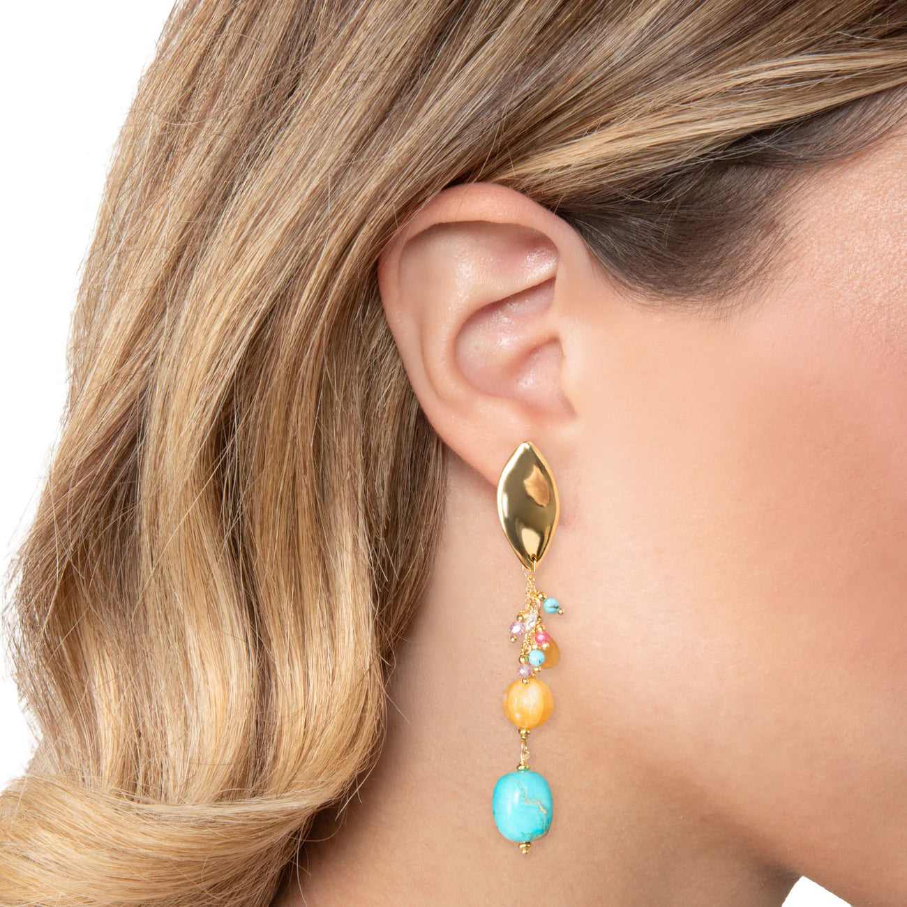 NIVY Orecchini Pendenti Multicolor Giada e Turchese