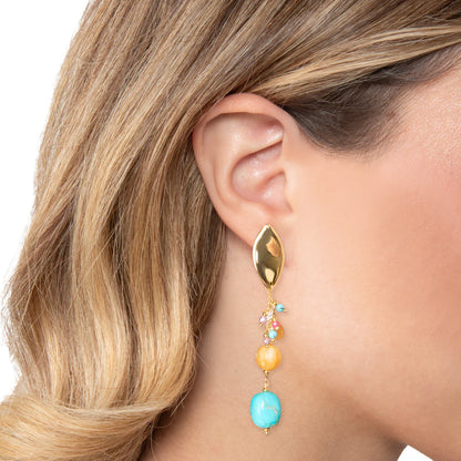 NIVY Orecchini Pendenti Multicolor Giada e Turchese