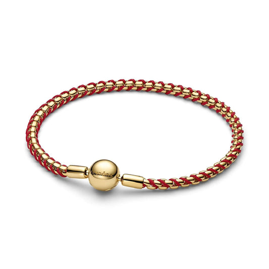 Pandora Bracciale Intreccio Tessuto Rosso