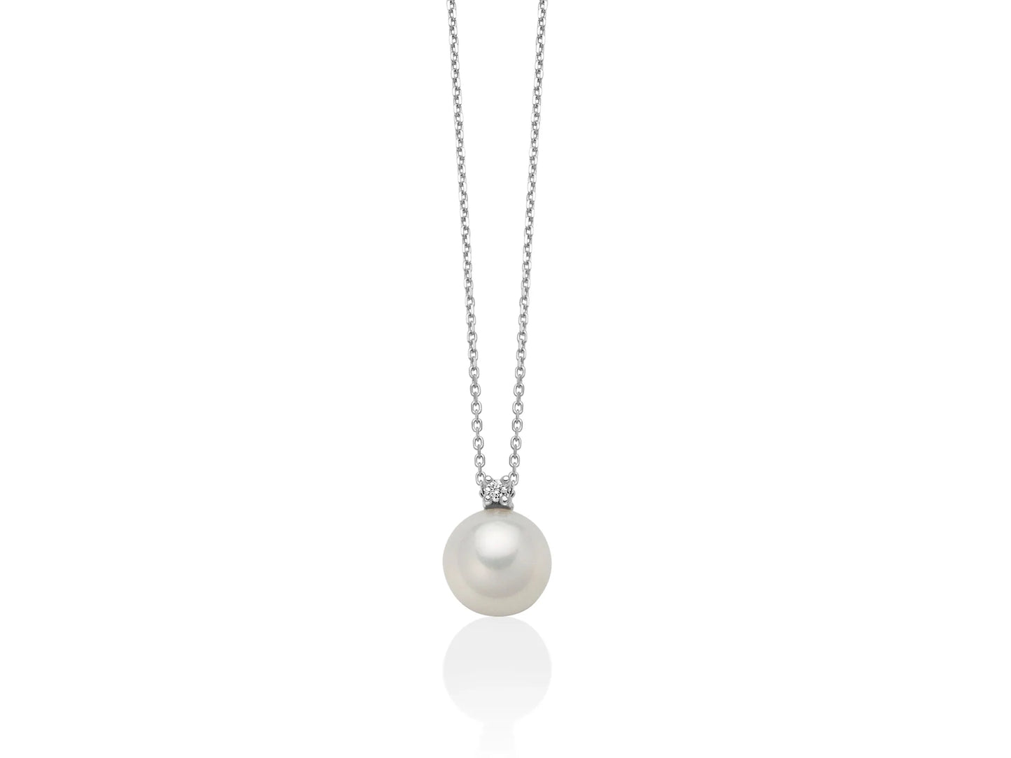 Miluna Collana con Perla 7-7,5 e Diamante in Oro 18kt