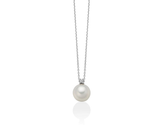 Miluna Collana con Perla 7-7,5 e Diamante in Oro 18kt