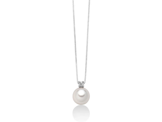 Miluna Collana con Perla 6-6,5 e Diamante in Oro 18kt