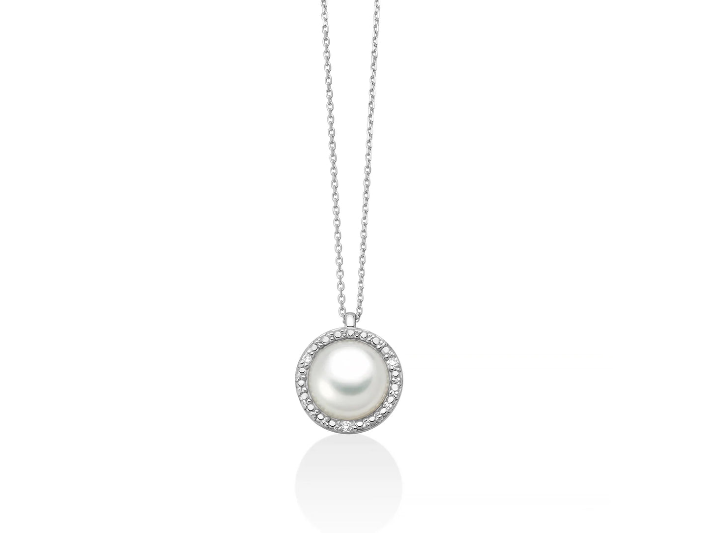 Miluna Collana Con Perla Oriente Circondata Da Diamanti