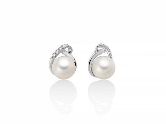 Miluna Orecchini Con Perle Oriente Con Sinuoso Elemento E Diamanti