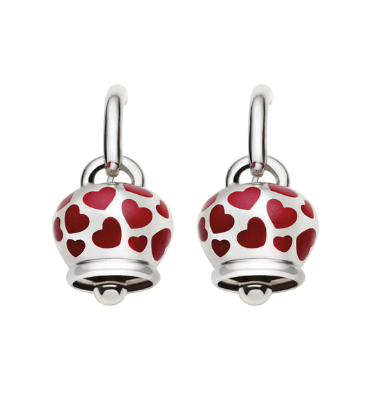 Chantecler Et Voilà Orecchini Campanella Medi Argento E Cuori Rossi