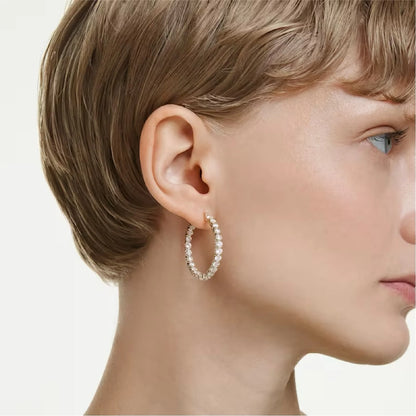 Swarovski Orecchini a Cerchio Dorati Matrix