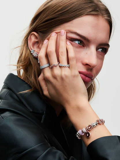 Pandora Charm In Vetro di Murano Rosa Opaco