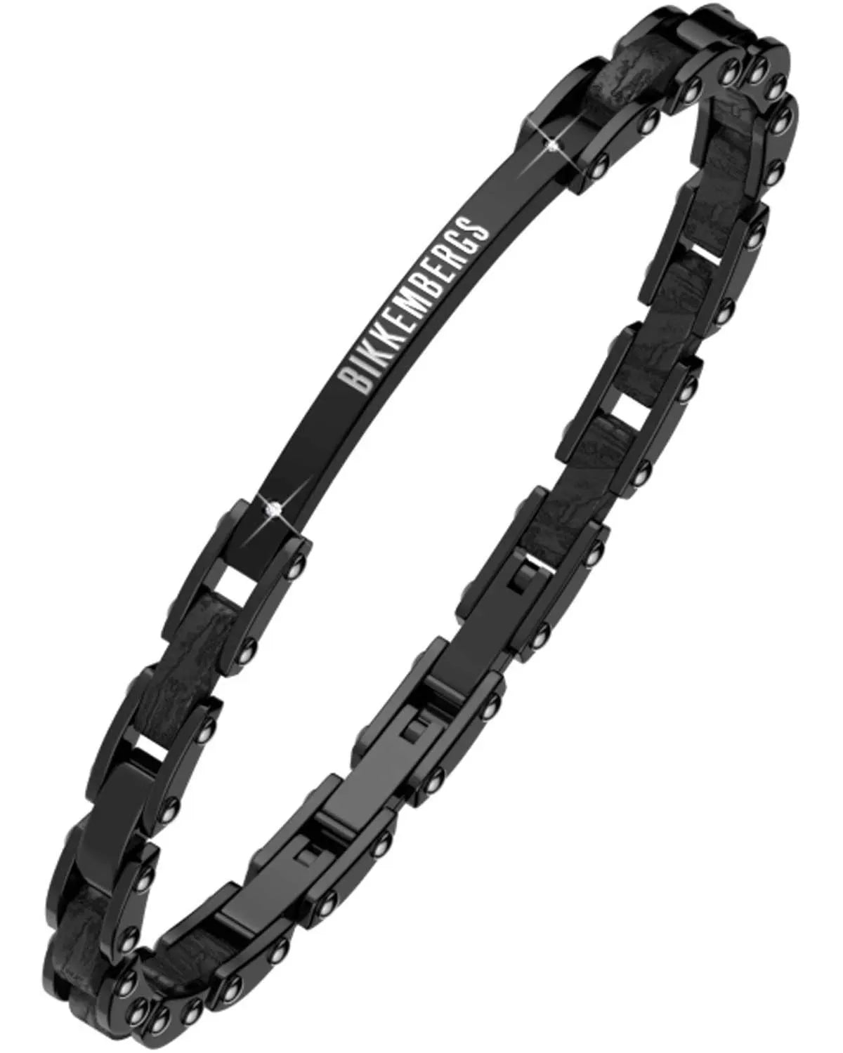 Bikkembergs Bracciale Uomo In Acciaio Nero E Ebano Naturale